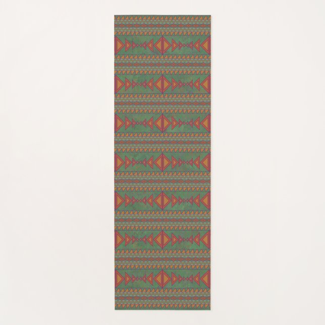 Southwest Sagebrush Green Geometric Design Yoga Ma Yoga Mat (Front)