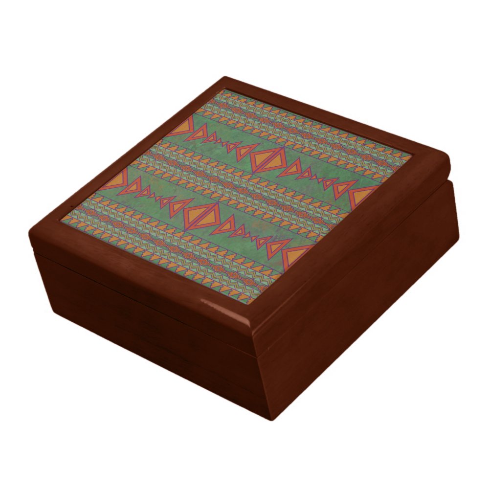 Southwest Sagebrush Green Geometric Jewelry Box