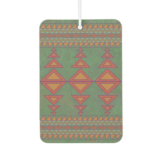 Southwest Sagebrush Green Orange Geometric Design  Air Freshener (Front)