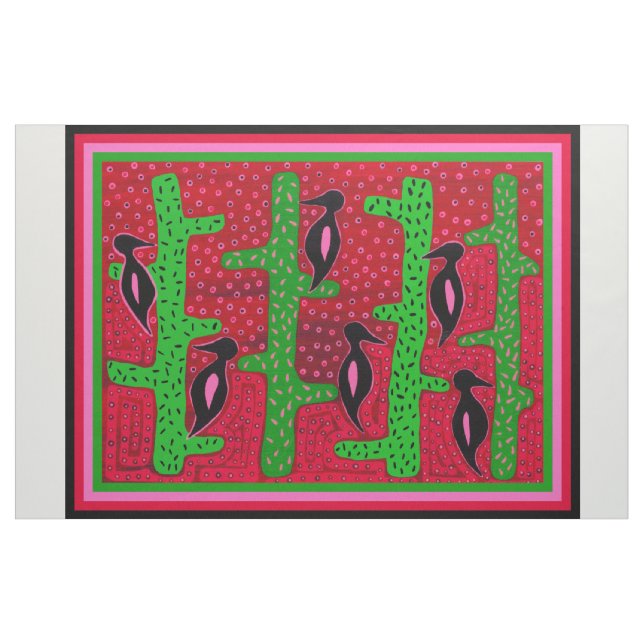 Southwest Saguaro Cactus Birds Decorator Fabric (Yard)