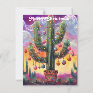 Southwest Saguaro Cactus Christmas Desertcore Holiday Card