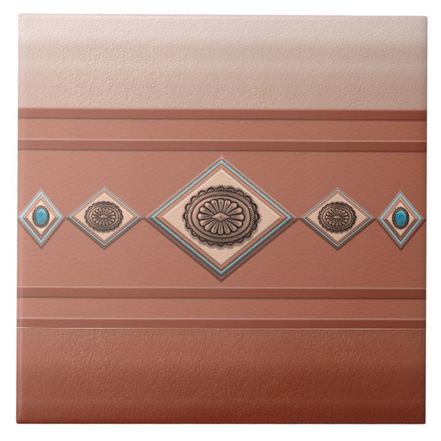 Southwest Sandstone Canyon and Coppery Conchos Ceramic Tile (Front)