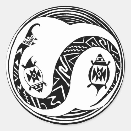 Southwest Serpent Spirit with Turtles Classic Round Sticker