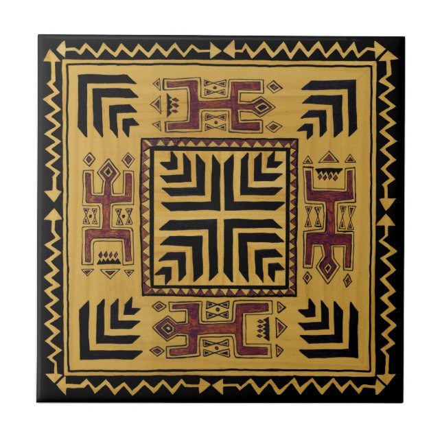 Southwest Shaman Ritual Ceramic Tile (Front)