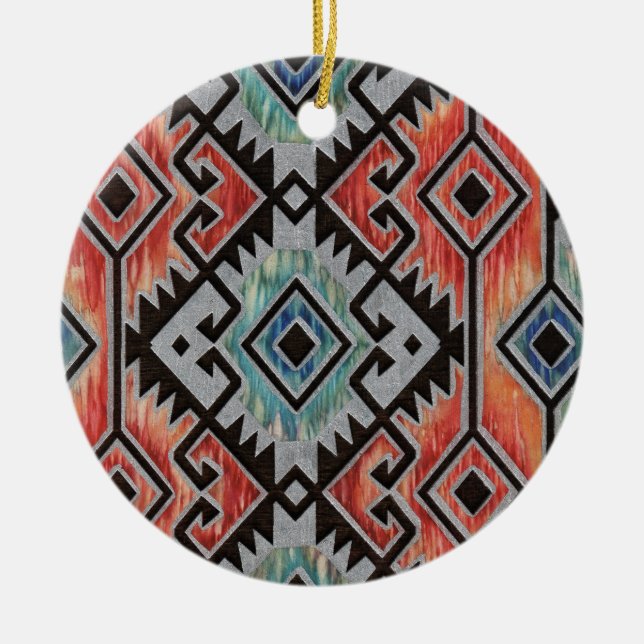 Southwest Silver Ceramic Ornament (Front)