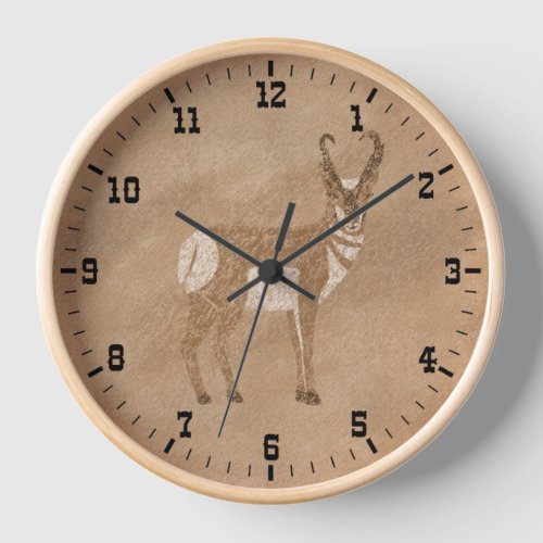 Southwest Standing Pronghorn Antelope Framed Clock