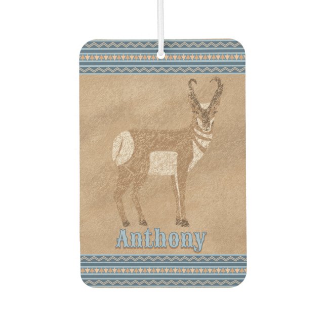 Southwest Standing Pronghorn Antelope Personalized Air Freshener (Front)