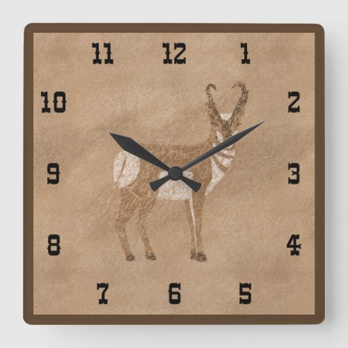 Southwest Standing Pronghorn Antelope Square Wall Clock