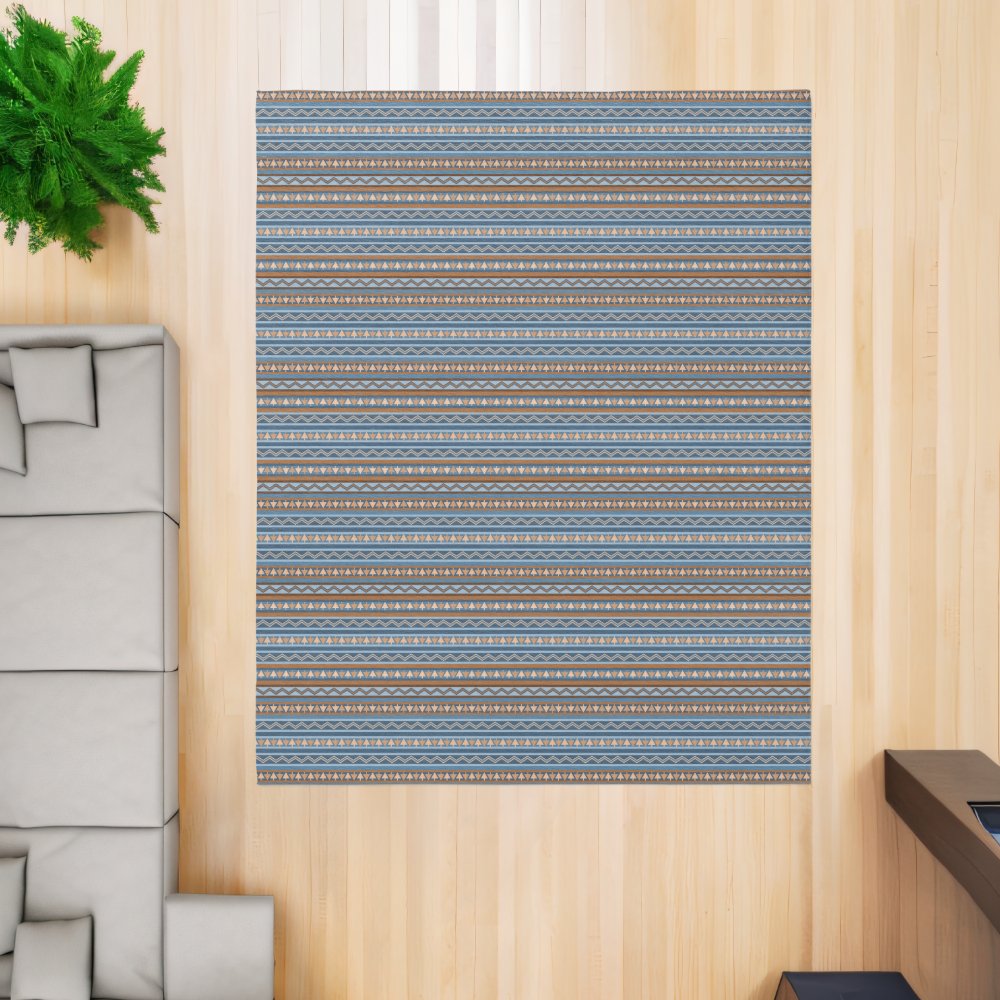 Southwest Style Blue and Brown Geometric 10'x8' Rug