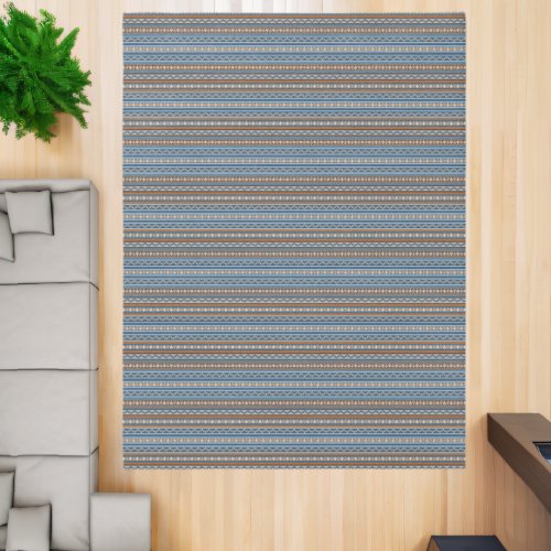 Southwest Style Blue and Brown Geometric 12x9 Rug