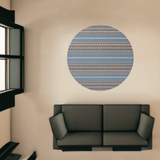 Southwest Style Blue and Brown Geometric 5' Round