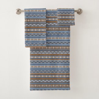 Southwest Style Blue and Brown Geometric Pattern
