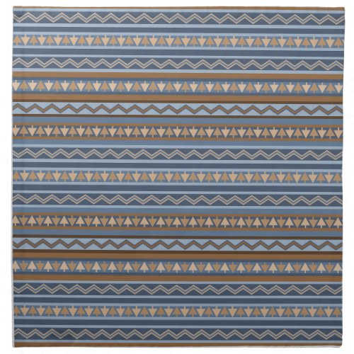Southwest Style Blue and Brown Geometric Pattern Cloth Napkin