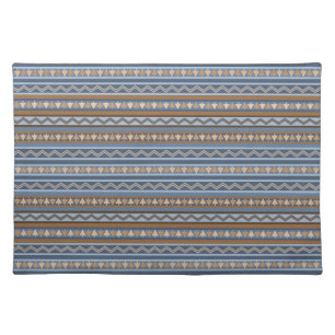 Southwest Style Blue and Brown Geometric Pattern Cloth Placemat