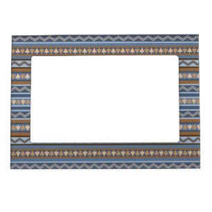 Southwest Style Blue and Brown Geometric Pattern Magnetic Frame