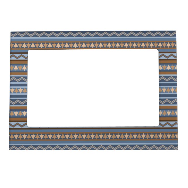 Southwest Style Blue and Brown Geometric Pattern Magnetic Frame (Front)