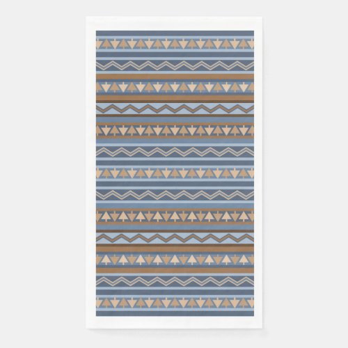 Southwest Style Blue and Brown Geometric Pattern Paper Guest Towels
