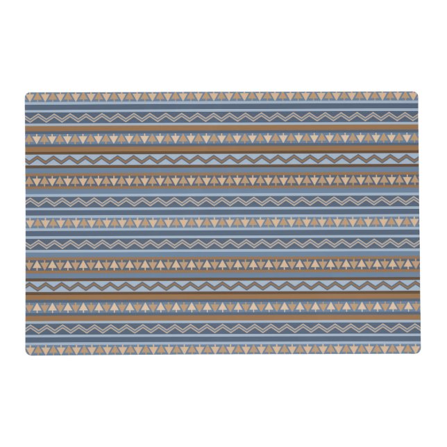 Southwest Style Blue and Brown Geometric Pattern Placemat (Front)