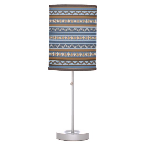 Southwest Style Blue and Brown Geometric Pattern Table Lamp