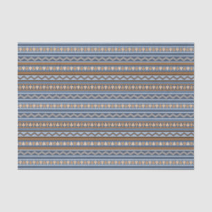 Southwest Style Blue and Brown Geometric Pattern Tissue Paper