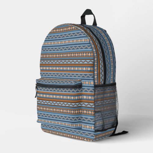 Southwest Style Blue and Brown Geometric Printed Backpack