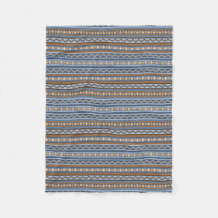 Southwest Style Blue and Brown Geometric Small Fleece Blanket