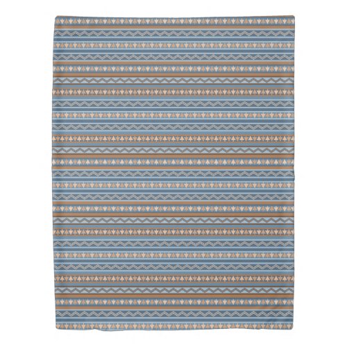 Southwest Style Blue  Brown Geometric Print Twin Duvet Cover