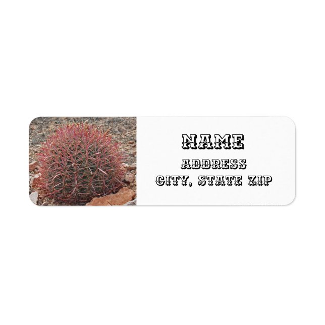 Southwest Style Desert Plant Red Barrel Cactus Label (Front)