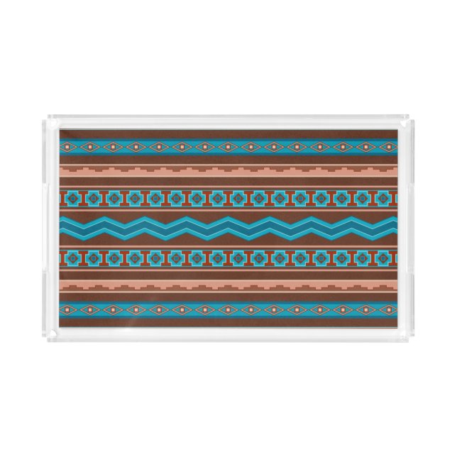 Southwest Style Geometric Cameron Gorge Design Acrylic Tray (Front)