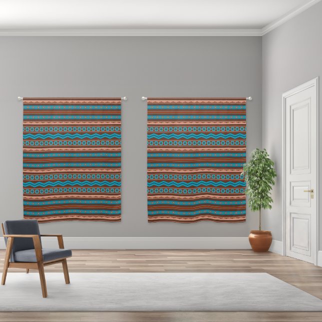 Southwest Style Geometric Cameron Gorge Design Blackout Curtains (Wide)