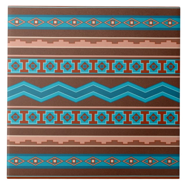 Southwest Style Geometric Cameron Gorge Design Ceramic Tile (Front)