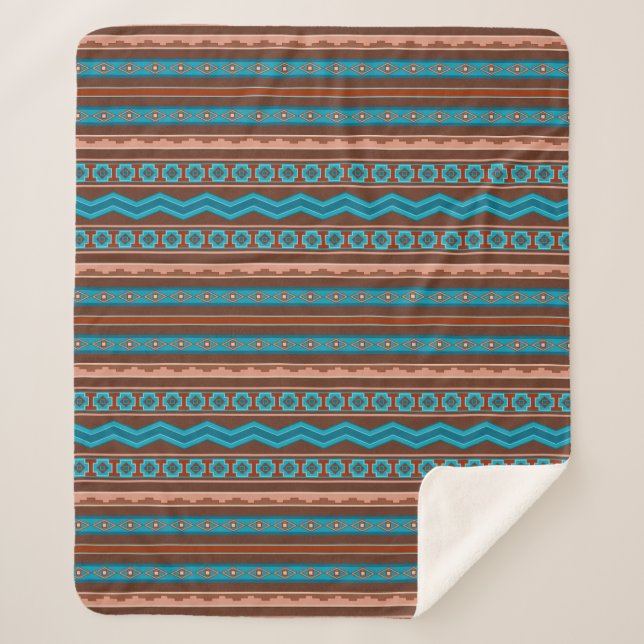 Southwest Style Geometric Cameron Gorge Design Med Sherpa Blanket (Front)