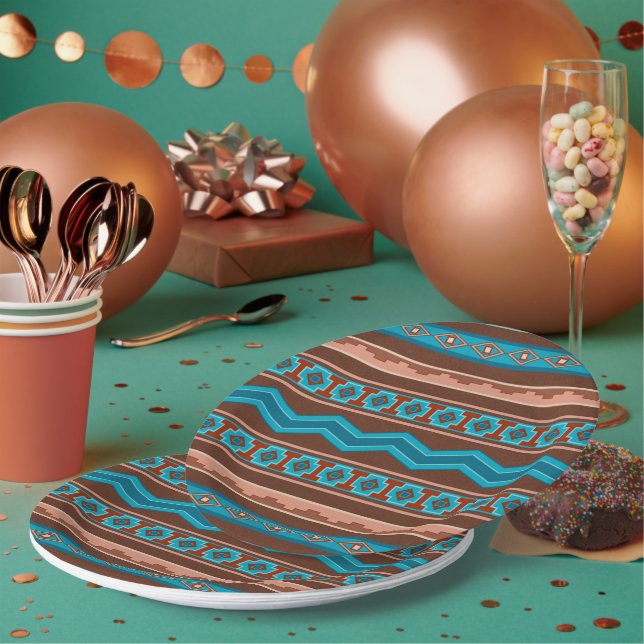 Southwest Style Geometric Cameron Gorge Design Paper Plates (Multi)