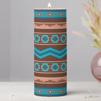 Southwest Style Geometric Cameron Gorge Design Pillar Candle