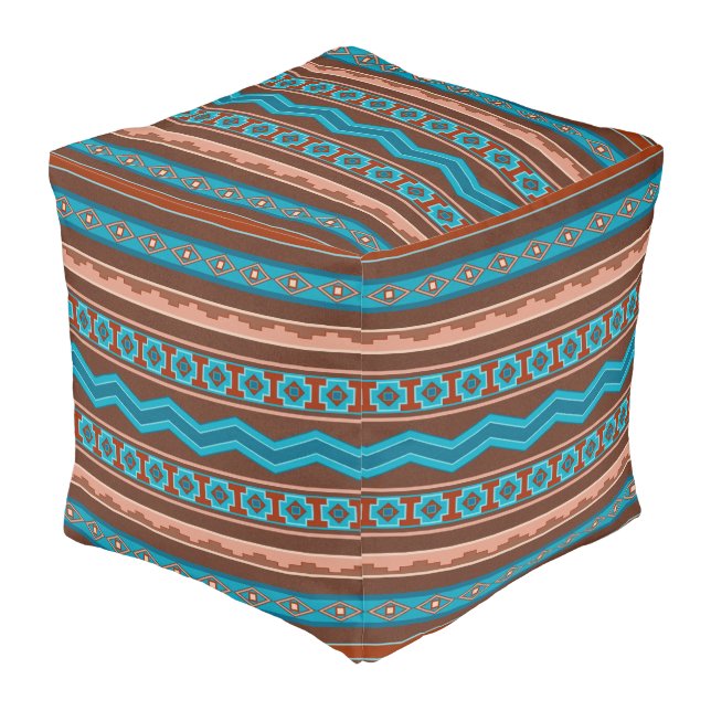 Southwest Style Geometric Cameron Gorge Design Pouf (Angled Back)