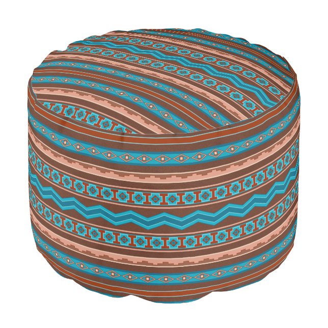Southwest Style Geometric Cameron Gorge Design Pouf (Angled Front)