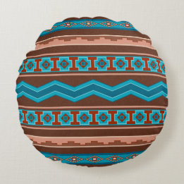 Southwest Style Geometric Cameron Gorge Design Round Pillow