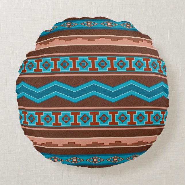 Southwest Style Geometric Cameron Gorge Design Round Pillow (Front)