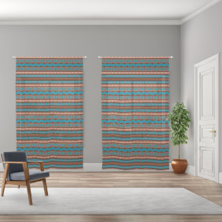 Southwest Style Geometric Cameron Gorge Design Sheer Curtains
