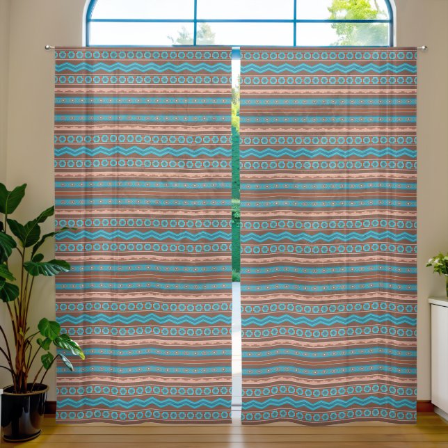 Southwest Style Geometric Cameron Gorge Design Sheer Curtains (Living Room)