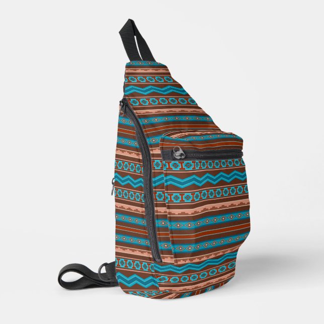 Southwest Style Geometric Cameron Gorge Design Sling Bag (Left Corner)
