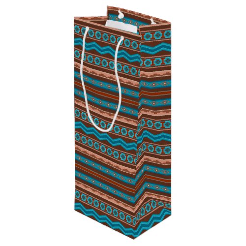 Southwest Style Geometric Cameron Gorge Design Wine Gift Bag