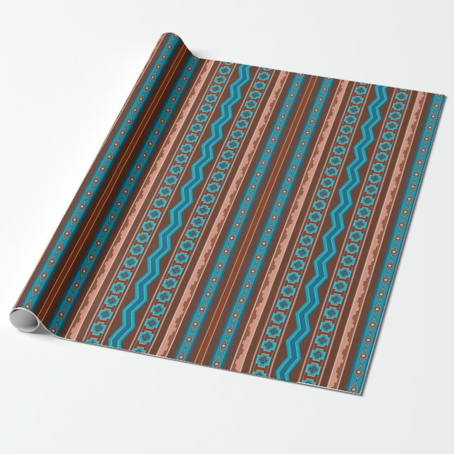 Southwest Style Geometric Cameron Gorge Design Wrapping Paper (Unrolled)