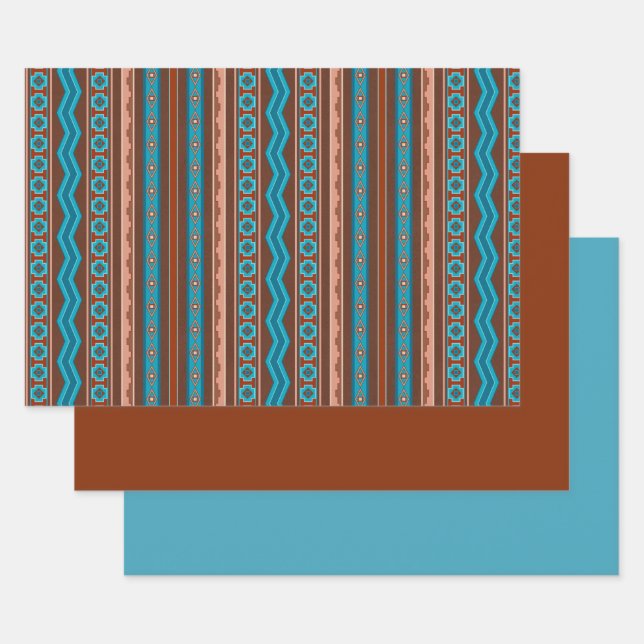 Southwest Style Geometric Cameron Gorge Design Wrapping Paper Sheets (Set)