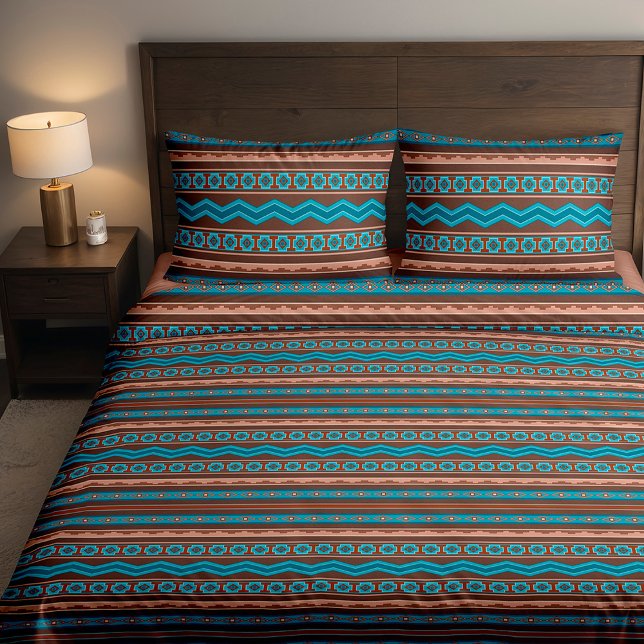 Southwest Style Geometric Cameron Gorge King Duvet Cover (Customizable Southwest Style Geometric Cameron Design Duvet Cover with Pattern on Reverse. )