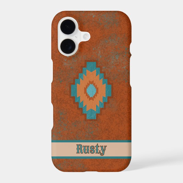 Southwest Style Geometric Diamond Personalized iPhone Case (Back)