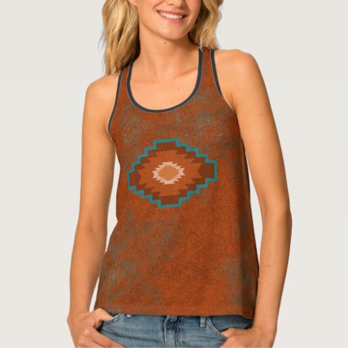 Southwest Style Geometric Pattern  Tank Top