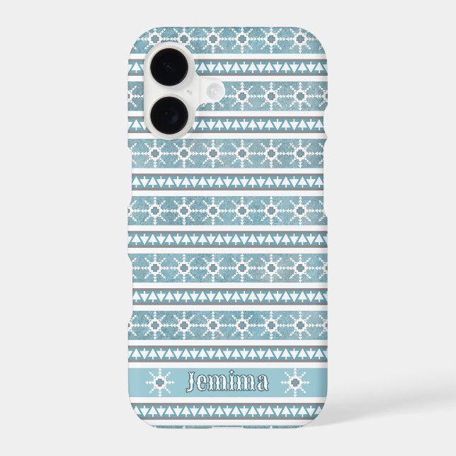 Southwest Style Snowflakes Pine Trees Personalized iPhone Case (Back)