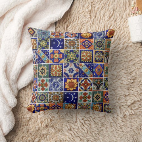 Southwest Style Talavera Tile Image Pillowcase Set Throw Pillow