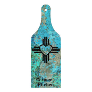 Southwest Style Zia Heart Turquoise New Mexico Cutting Board